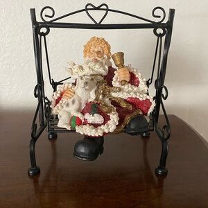 Santa Claus Swing Figurine with Dog